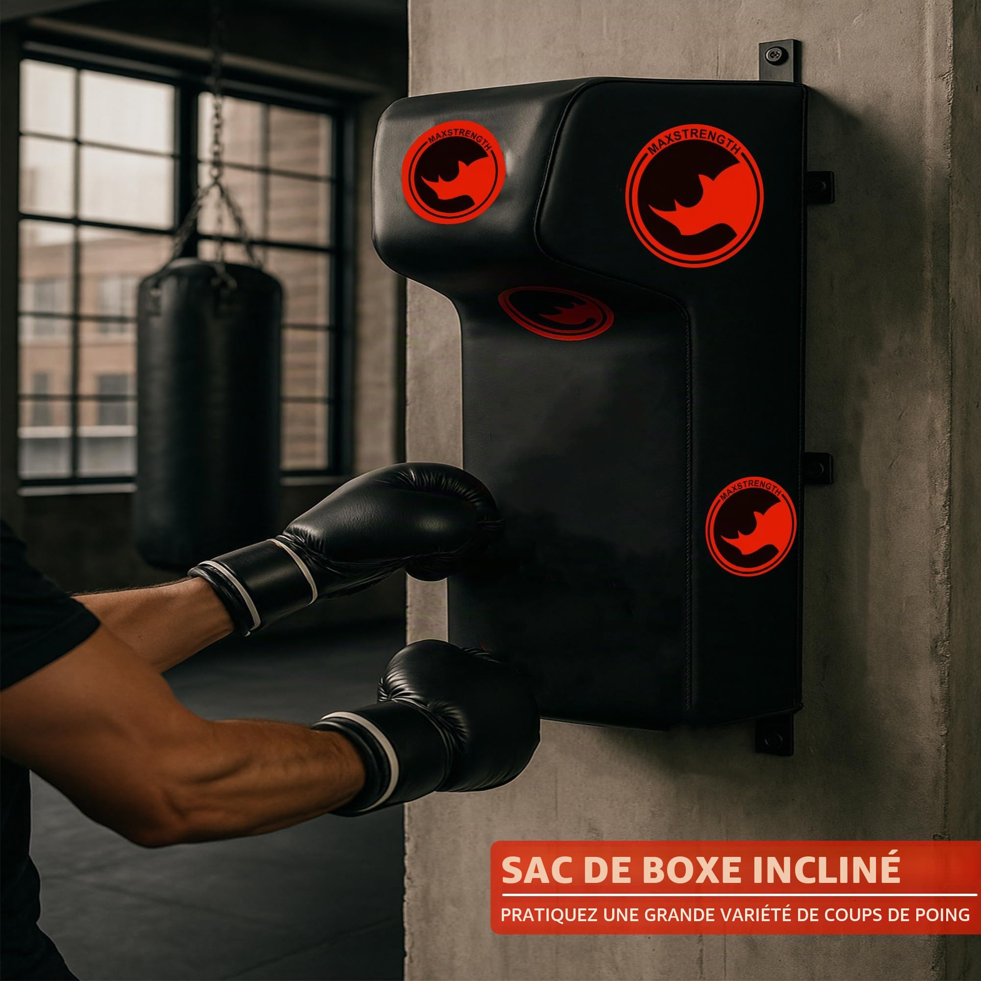 MAXSTRENGTH Sac de frappe mural pour boxe, entraînement de frappe, sac de frappe Uppercut Boxe, cible de boxe, équipement de boxe, arts maritaux