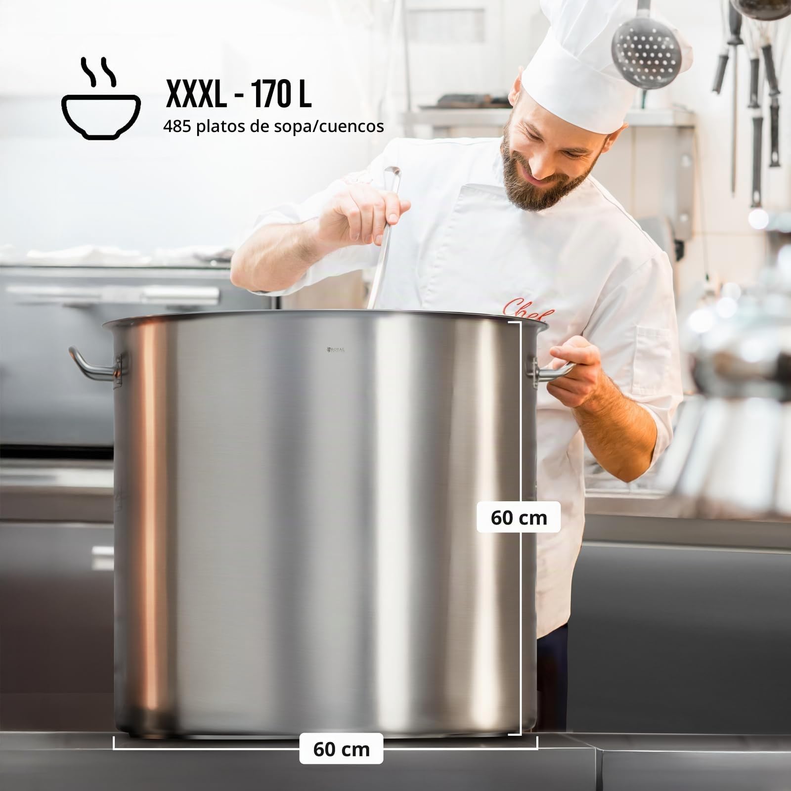 Royal Catering RC-SSIP170 Olla de inducción 170 L 600 mm olla para cocina de inducción cacerola para inducción olla de acero inoxidable