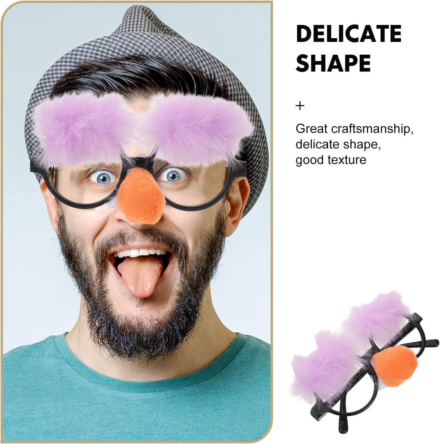 4pcs Halloween Clown Glasses for Men, Novelty Silly Costume Eyewear with Big Nose, Made of Fabrics and Plastic, Versatile Use and Easy Maintenance for Photo Booth Sessions
