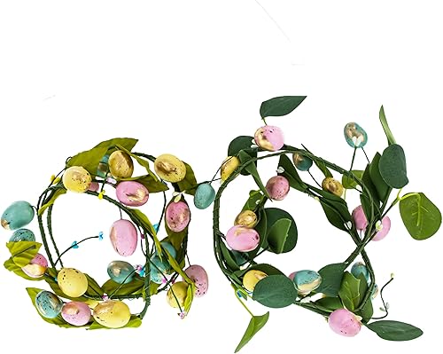 Miniatura 4 de BestPysanky Juego de 2 guirnaldas de huevos de Pascua con hojas