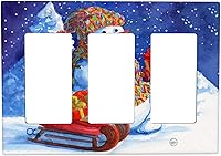 Vista 30 de Cubierta de interruptor de luz dúplex de 1 banda, cubierta decorativa de Navidad con copos de nieve rojos, placa frontal decorativa para cocina