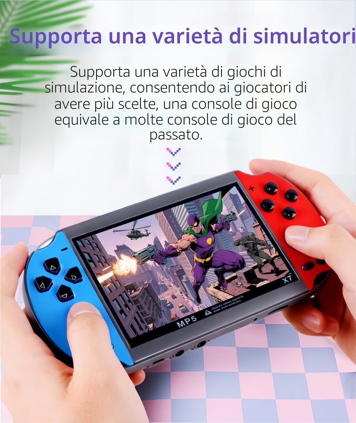 JXD Consolle per videogiochi in stile retrò, 4,3 pollici, Sreen 8 GB, 3000 giochi, console da gioco portatile mini simulatore multiplo MP3 MP4 e-book regalo nostalgico per bambini