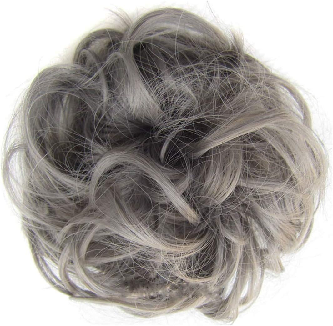 Aonmg Elastic hair bun Hair Piece Messy Curly Bun Mix Gray Blond Natural hair bun Synthetic Hair Chic And Trendy T1B/613
