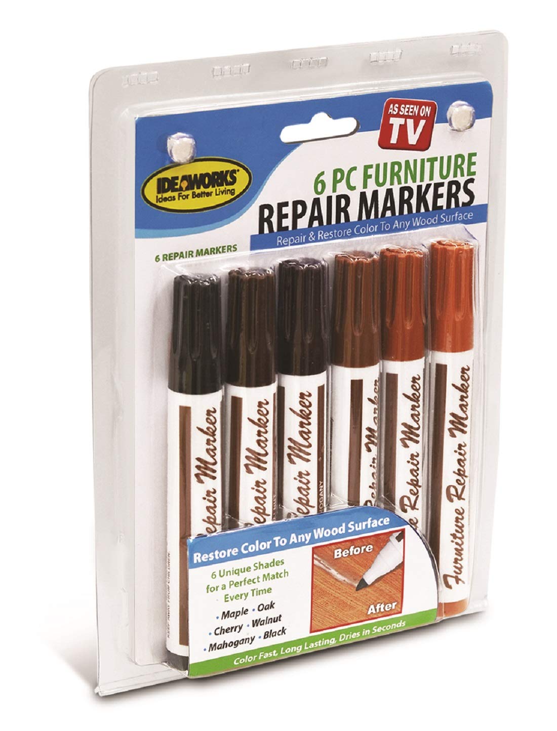 Set of 6 Assorted Furniture Repair Markers Stain Scratch Floor Pens
