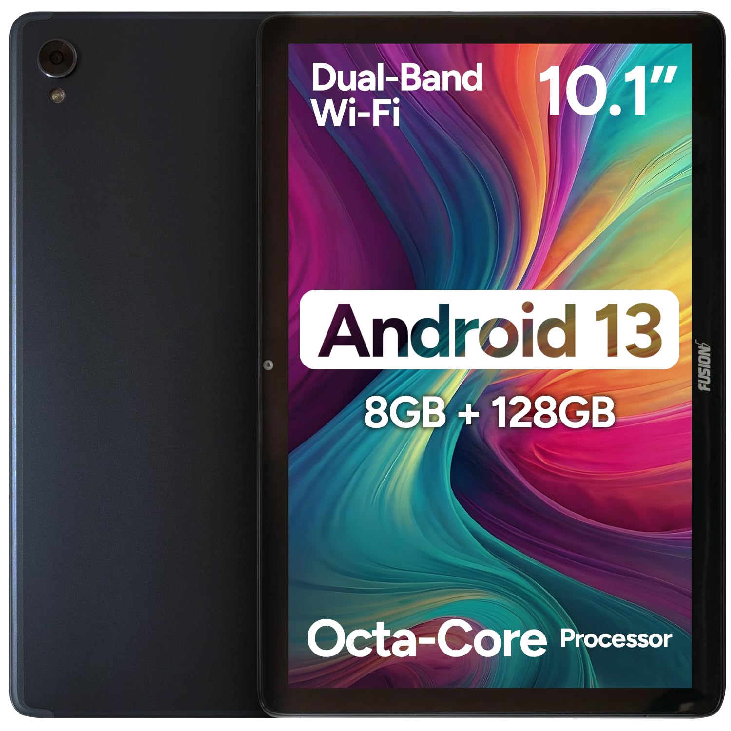 Fusion5 10.1" Android Tablet with Octa-core Processor - Android 13, 8GB RAM 128GB Storage, Full HD, 10 Inch, Touchscreen, Dual-Band WiFi, Dual Cameras, USB Type C, Fast Charging, Slim & Stylish