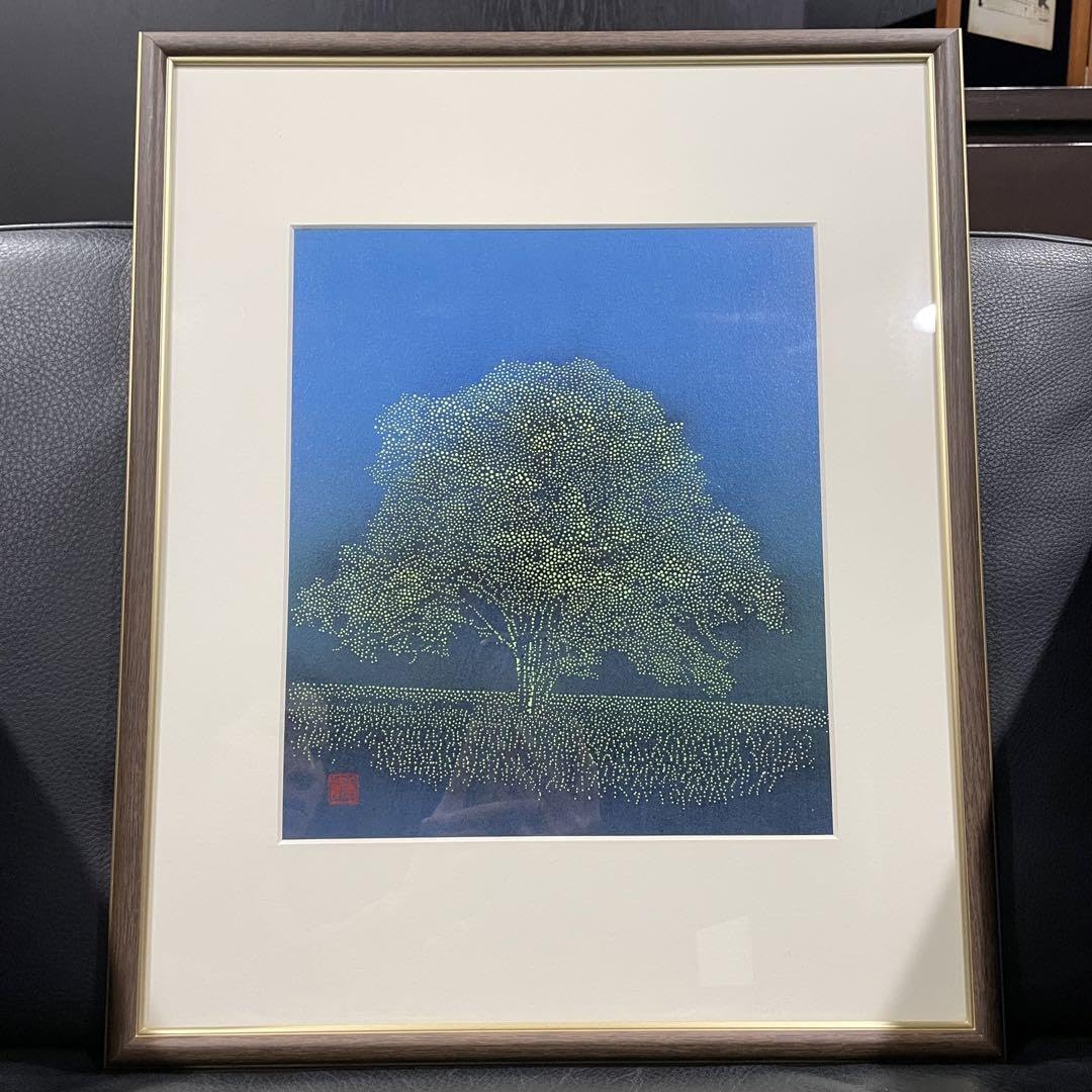 伊勢壁紙 インテリア額 「大樹」錐彫り 美品 伊勢壁紙 インテリア額