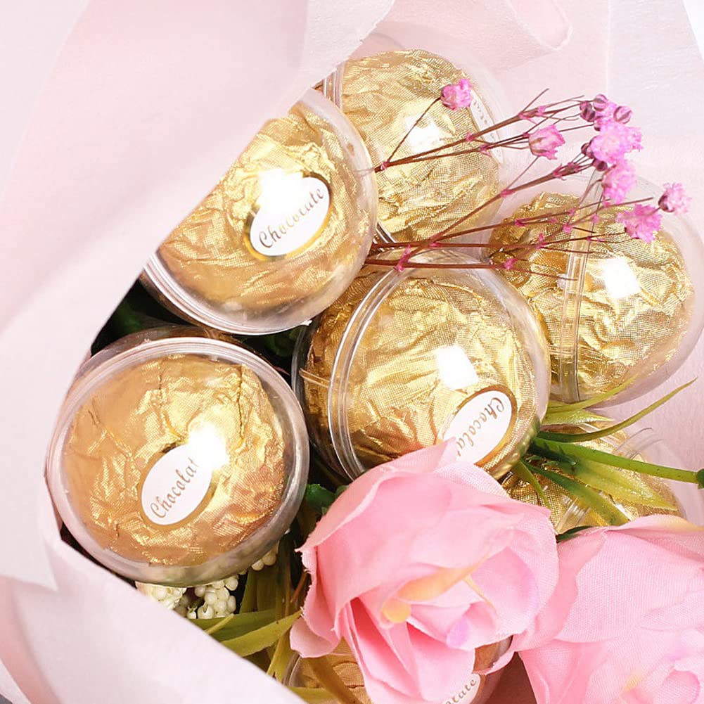 20 soportes para cajas de chocolate, de plástico, redondos, de chocolate, para envoltorios de caramelos, caja de embalaje de dulces, soporte para ramo de chocolate, soporte de flores para cumpleaños, 5