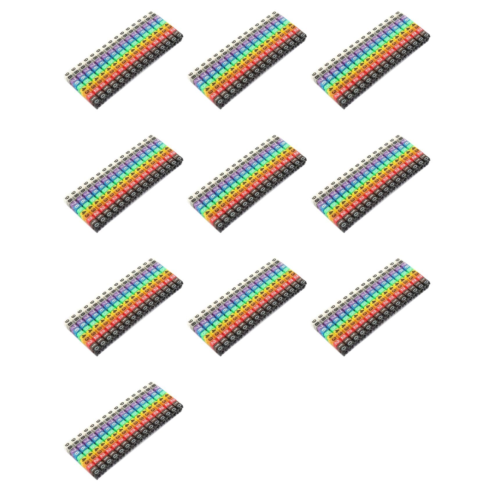 Jnchdghwa As Shown Clip-On String Cable Marker Boxed Plastic Number Number Wire Label Tube Set Color Cable Marker (1500Pcs Kcm-1.5Mm)