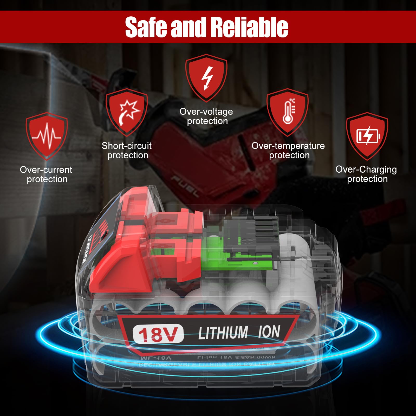 Energup 2X 18V 5.5Ah Batterie de Remplacement pour Milwaukee M18 Batterie 18V 48-11-1850 48-11-1860 48-11-1820 48-11-1830 avec Indicateur LED