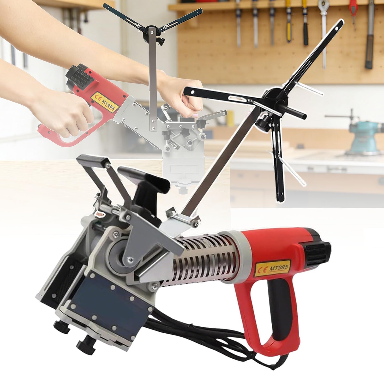 Ymnogjie Portable Edge Bander Machine,With Curve and Straight Trimming for Wood Veneer and Plastic Sealing,Carpentry Projects,Home Improvement