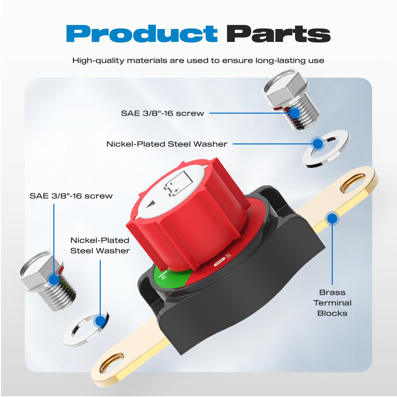 2-Pack Gold Battery Disconnect Switch – Quick Release Top Post Kill Switch For 12V Cars, Boats (125A)