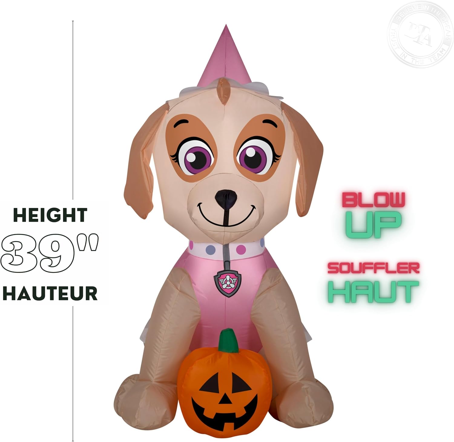 Gemmy Airblown Skye w/Pumpkin Nick, 3 ft Tall, Multi