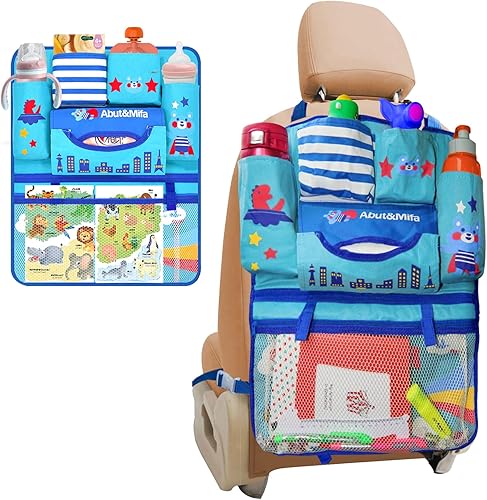 ElekTonny Lindo organizador de asiento trasero para automóvil, 6 bolsillos de almacenamiento, protectores de respaldo de automóvil, alfombrillas