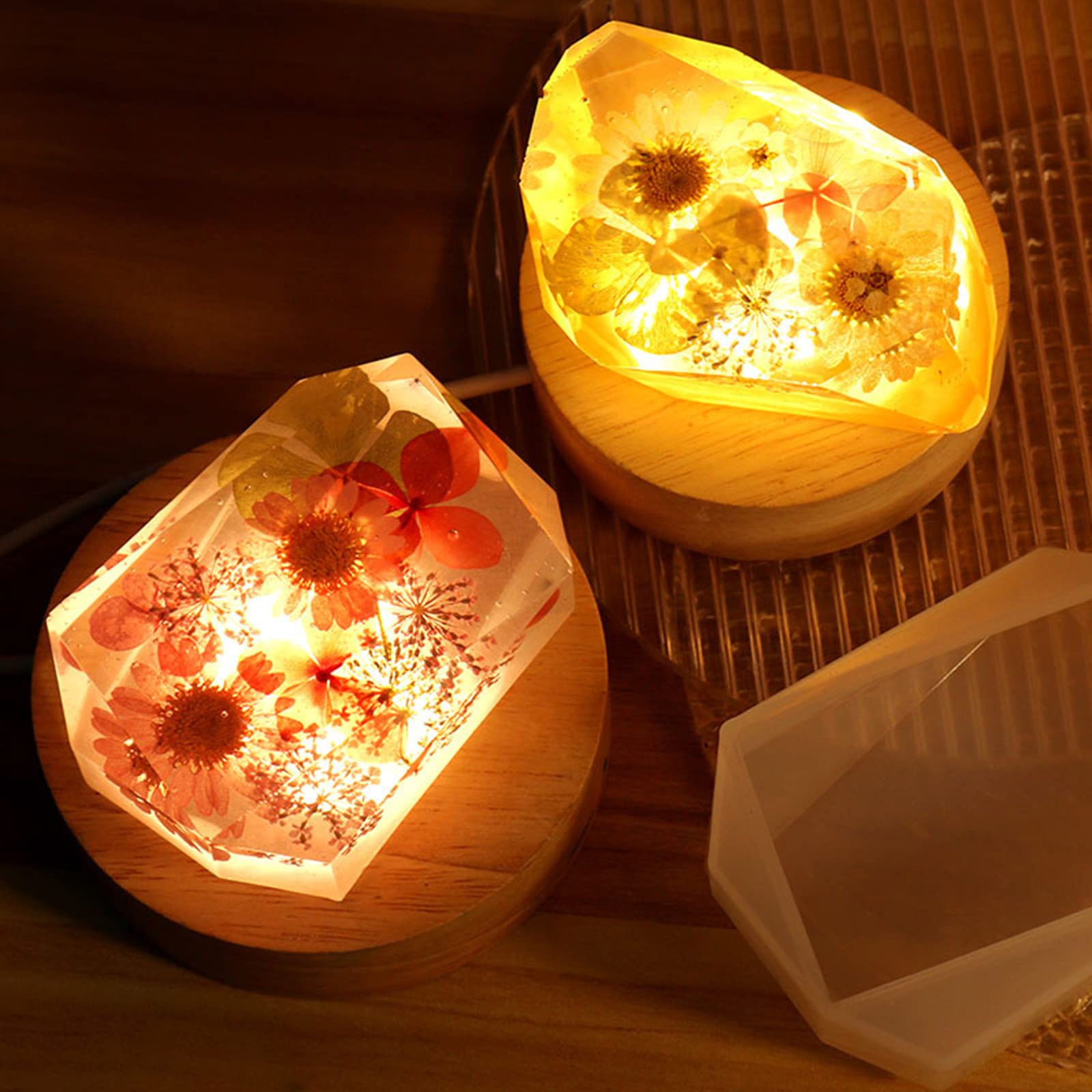 Forma de piedras preciosas, molde de resina epoxi de cristal de silicona para flores, conservación, resina sintética, piedra artificial, jabón, fabricación de velas, moldes de vela de silicona para