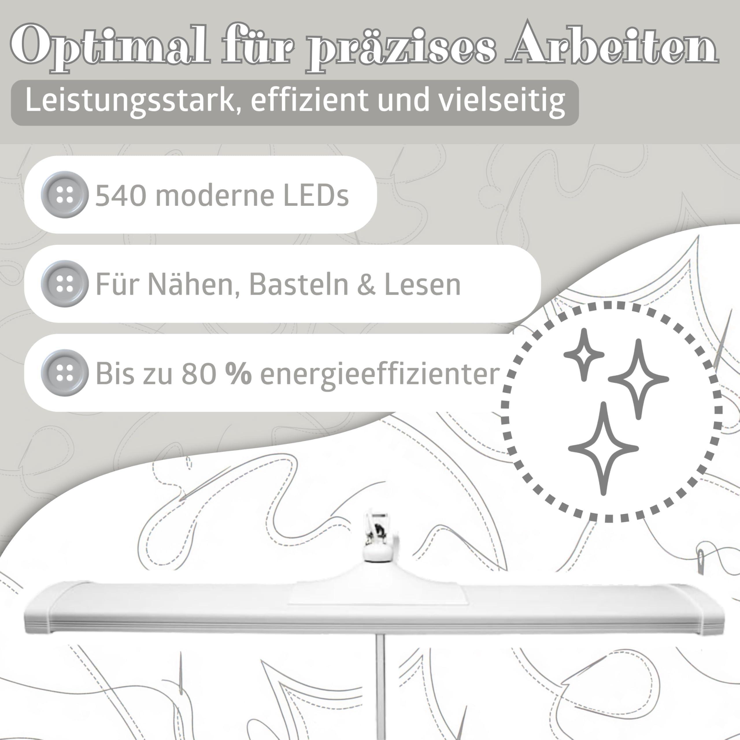 SEMPLIX LED Arbeits-Tischlampe mit 540 LEDs – dimmbar & augenschonend – 5 Lichtstufen – flexibel dreh- & schwenkbar – mit Tischklemme
