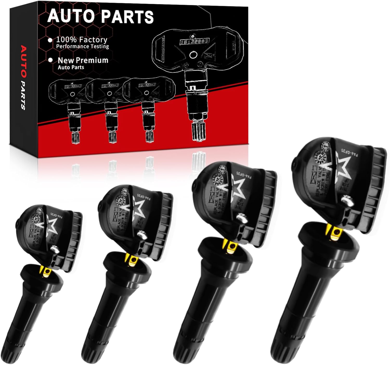 Pre-Programmed TPMS Sensor 315Mhz Fits for:-Chevy Avalanche 2007-2013, Bolt ev 2017-2021, Camaro 2010-2015, Caprice 2011-2013, Captiva Sport 2012-2015, Colorado 2015-2020 OE#13598771(4Pcs)