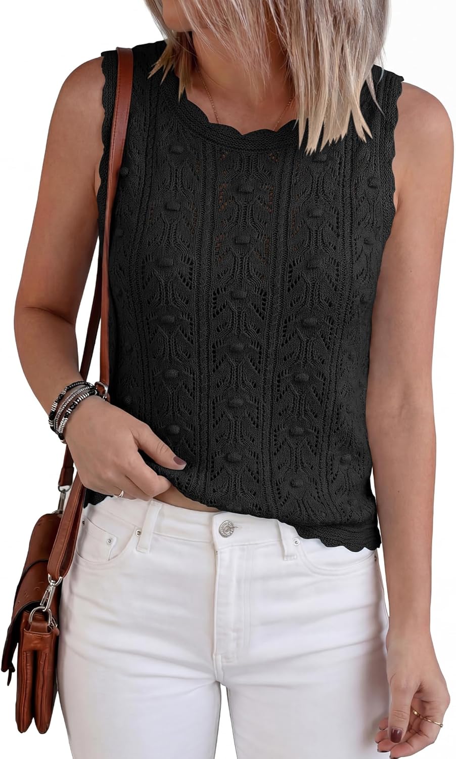 BTFBM Crochet Tops for Women Sleeveless Knit Sweater Vest Tank Top Summer Spring 2026 Cover Ups Beach Vacation Clothes - Image 5