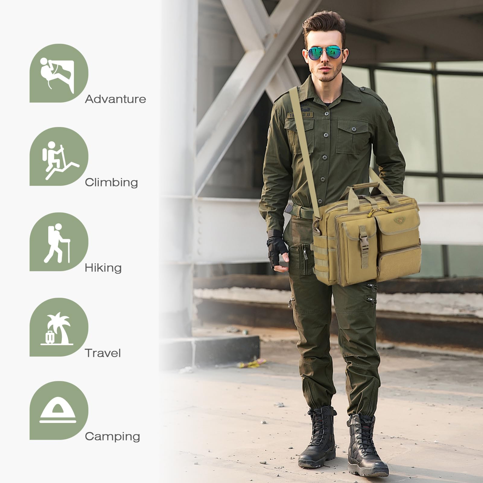SPAHER Cartable Homme PC Sacoche Ordinateur Portable 14/15.6/17 Pouces Avec Portefeuilles passeport Sac Ordinateur Homme Sac Messenger a Bandouliere Tactique Imperméable Mallette Cartable