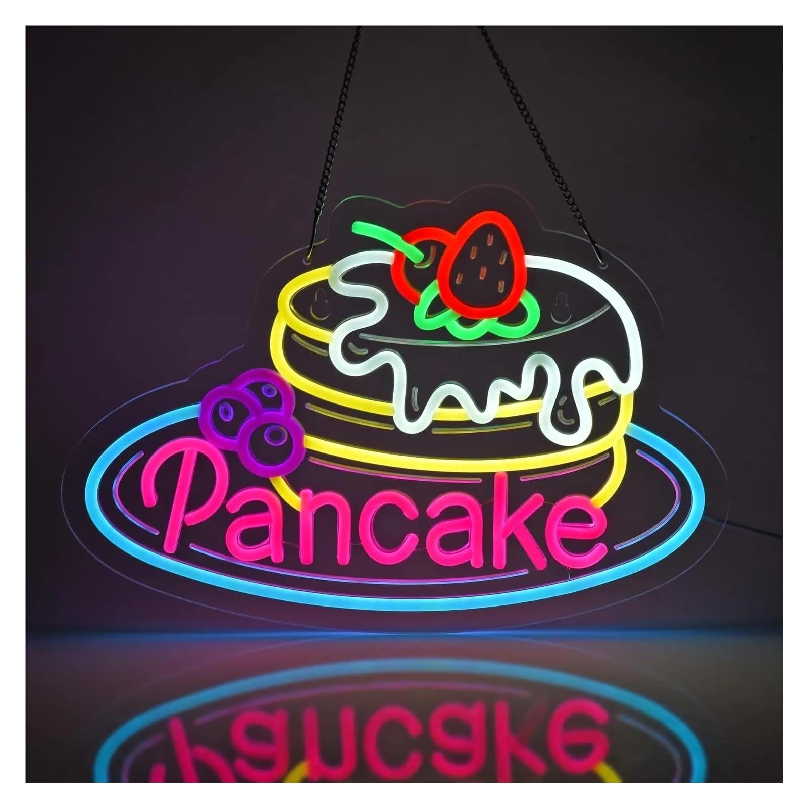XENITE Hanging Art Neon Signs Pancake Neon Sign USB Dimmable Lights for Business Restaurant Shop Store House Bar Cafe Party Home Decor Wall 16.14×11.02in