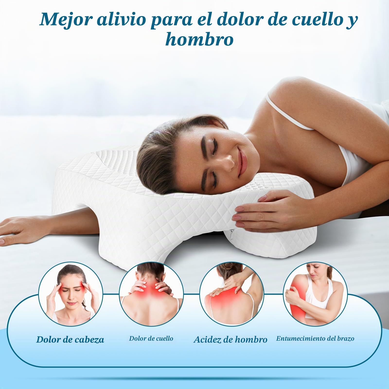 Almohada para Dormir de Iado con Hueco para el Brazo– Blanca