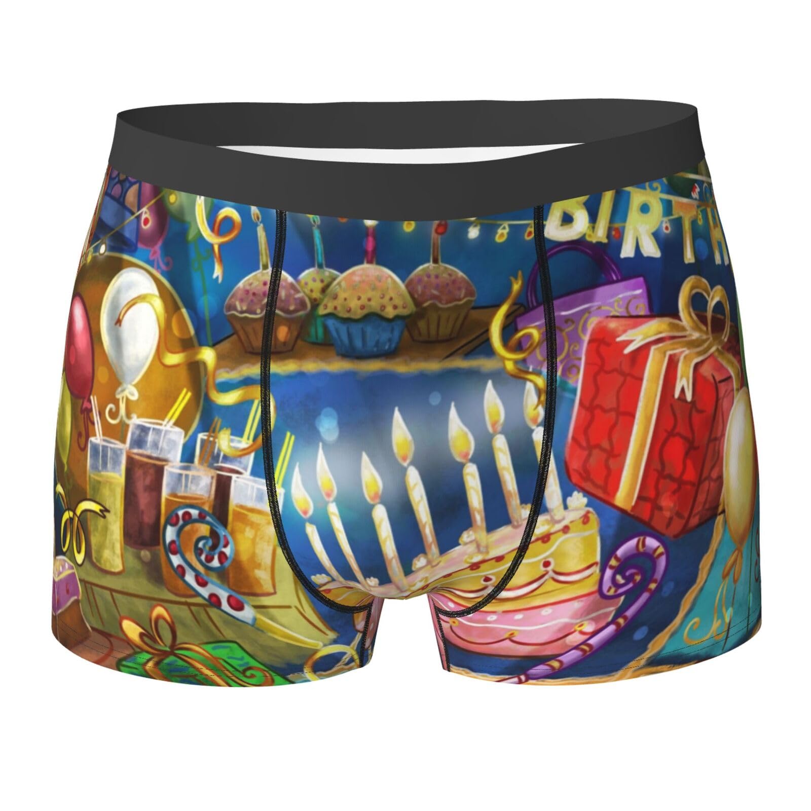 Aseelo Men's Happy Birthday Boxer Shorts Boxer Briefs Comfortable Stretch Underwear Trunks M