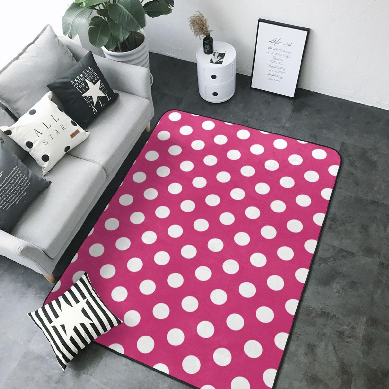 Tapis de salon rose vif grand format pour illuminer votre décoration