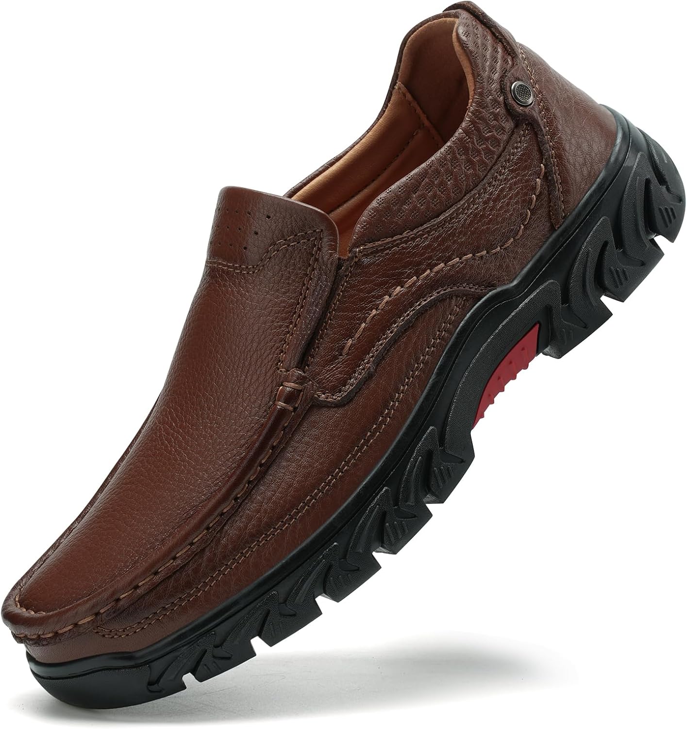 Men's Hands Free Slip On Walking Leather Loafers Slip-ins Work Office Dress Casual Outdoor Lightweight Cushioning Shoes - Image 6