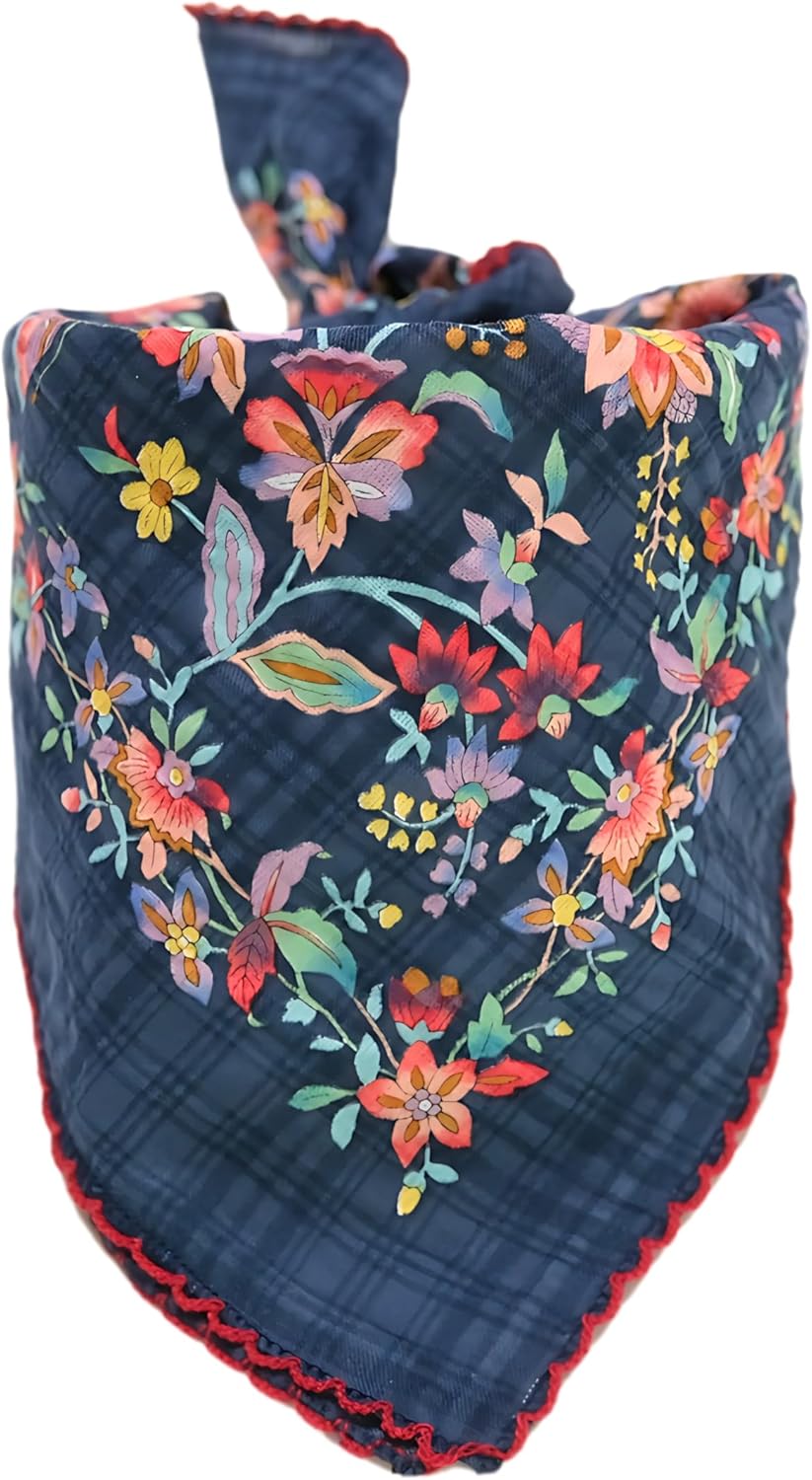 Premium Floral Bandana for Women – Soft Cotton & Viscose (Bamboo) Vintage Boho Head Scarf, Lightweight Hair Wrap