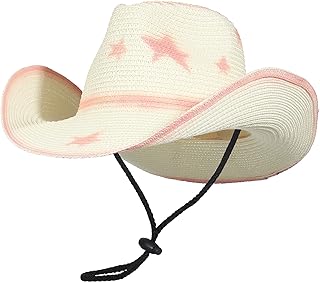 Sombrero Vaquero Occidental – Sombrero de Paja Adulto Unisex – Sombrero de Sol Plegable antirayos UV Ancho clásico