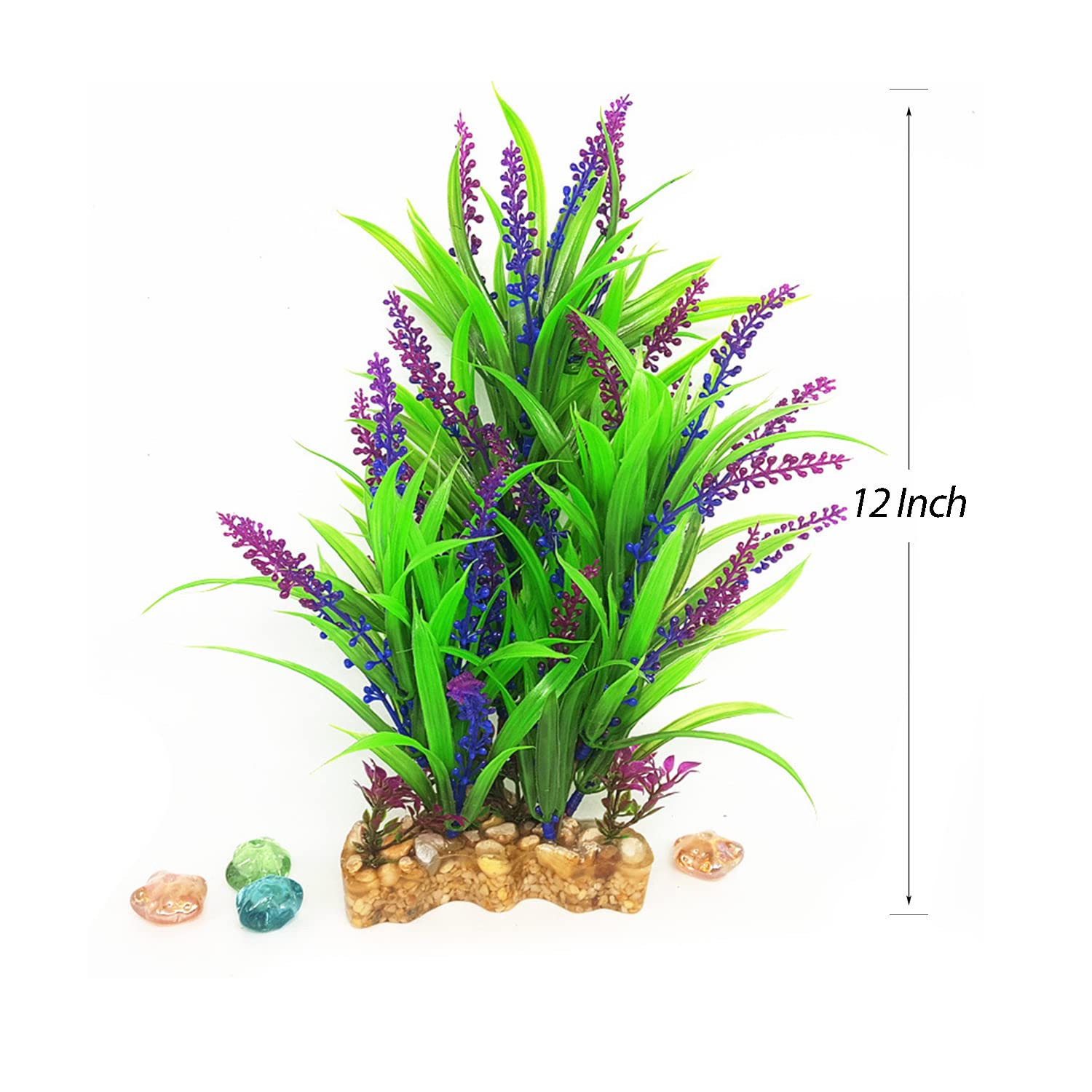 Piante artificiali in plastica per acquario da 30,5 cm, ornamento naturale, realistico, finto per acquario, decorazione paesaggistica, fai da te, realistico, pianta acquatica, meno manutenzione