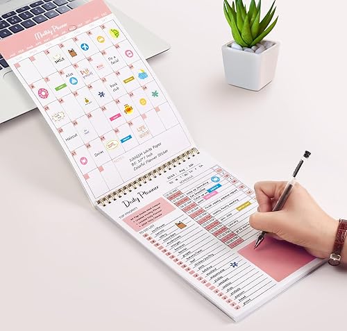 Miniatura 5 de Bloc de notas de lista de tareas, planificador diario sin fecha con horario, 60 hojas de 7 x 10 pulgadas, agenda de lista de verificación de tareas