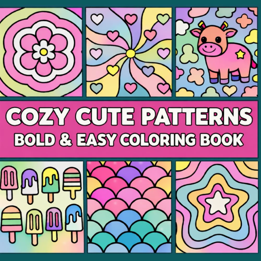 Cozy Cute Patterns: Bold & Easy Coloring Book (Cozy Coloring)