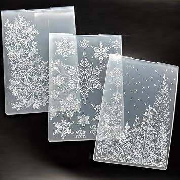 3 Pcs Embossing Folders Christmas Tree Snowflakes for Card Making Embossing Stencil Template DIY Plastic Paper Card Decorating Mold for Scrapbook Photo Album DIY Craft, 5 x 7 InchChristmas Elements