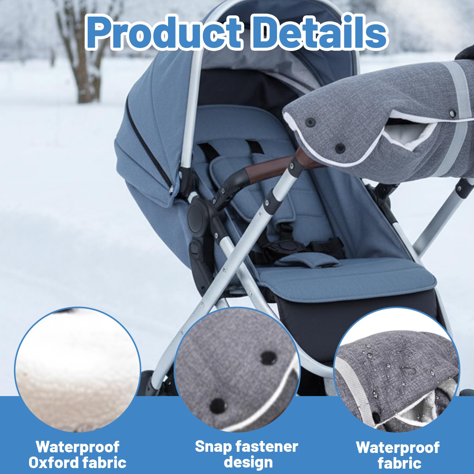 Pram Hand Muff, Universal Winter Pram Gloves for Stroller Thickened Pushchair Hand Warmer with Soft Flannel Lining - Image 3