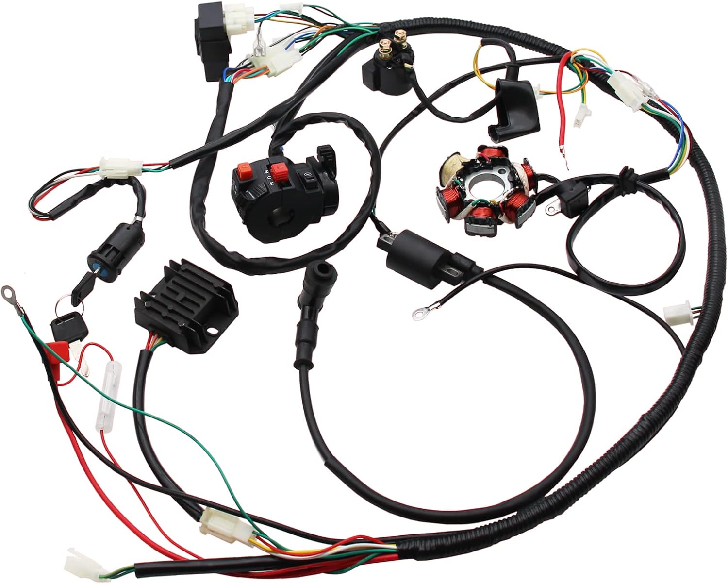 Full Electrics Stator Wiring Harness CDI Coil Solenoid for GY6 125cc 150cc ATV Quad Buggy Go Kart