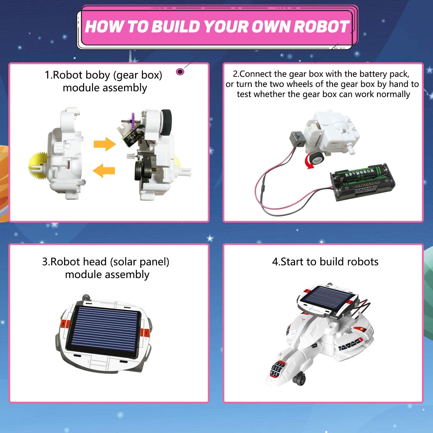 AoHu 6-in-1 STEM Projects Science Solar Robot kit for Kids, Educational Space Exploration Fleet Building Learning Science Experiment Toys Kit for Boys and Girls Aged 8-12