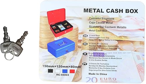 Miniatura 8 de Pyhodi Caja de dinero con cerradura de dos llaves, caja fuerte de metal pequeña con bandeja de dinero, organizador de dinero seguro para dinero en