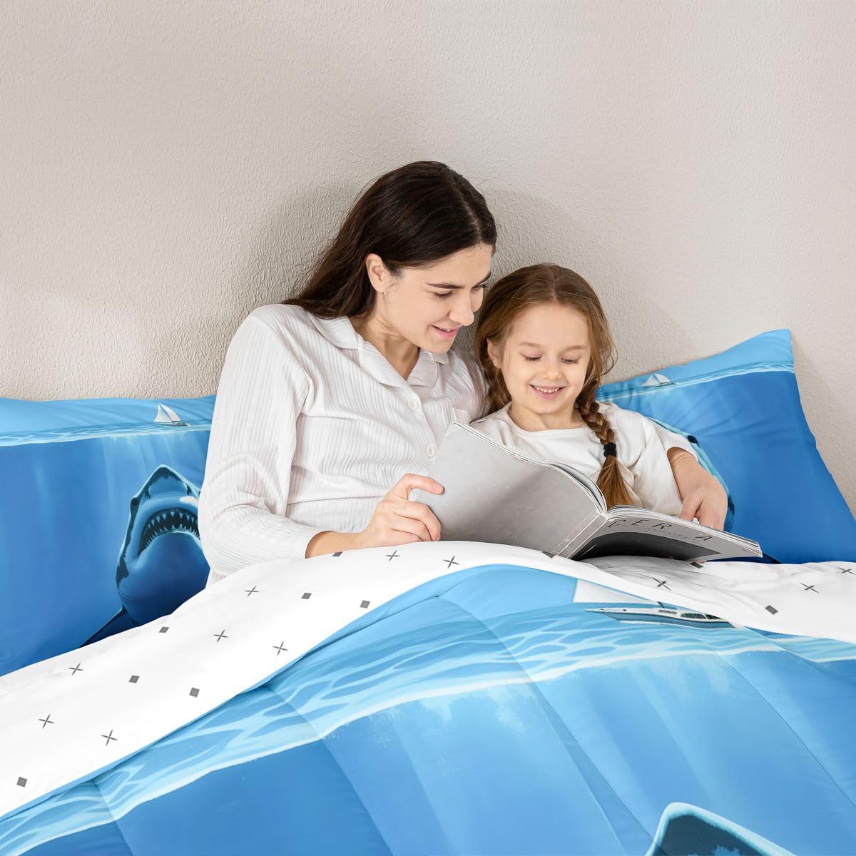 Homewish Cool Great White Shark - Set copripiumino singolo in poliestere