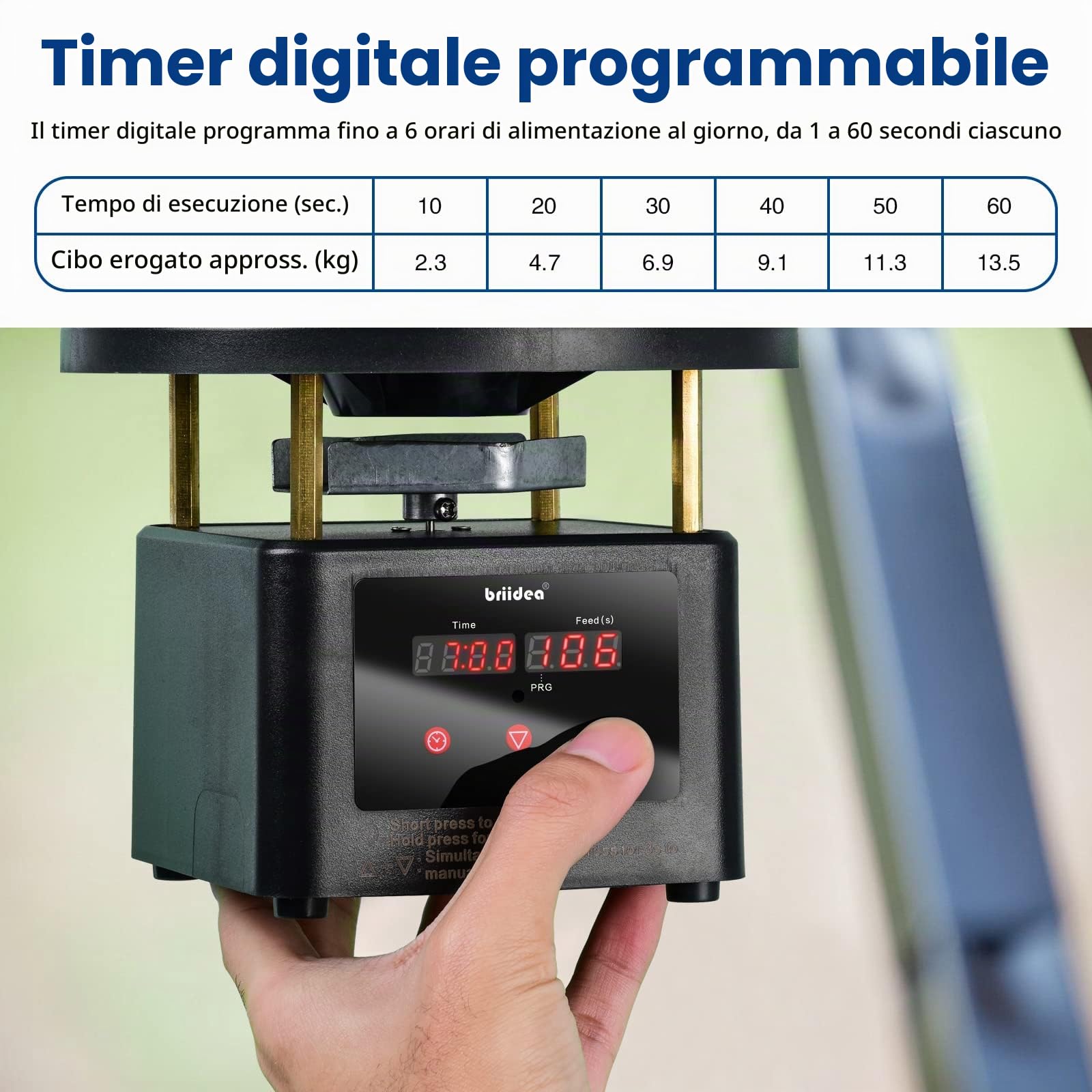 briidea - Alimentatore automatico per polli, con motore e timer, piastra rotante in metallo, supporto regolabile, ideale per polli, anatre, oche