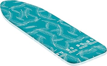 Leifheit Ironing Board Cover Thermo Reflect M, Iron Board Cover, max. 125 x 40 cm, Butterflies Blue | 2-sided ironing effect with steam and heat reflection, 3 mm molleton pad, easy fit fixation, clip tension, turquoise/white