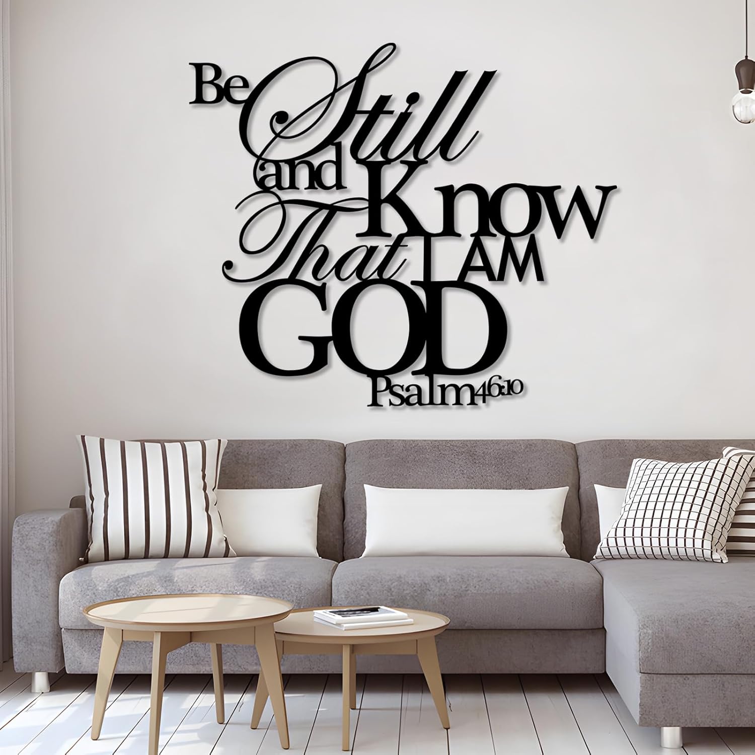 SZI Be Still and Know That I Am God Metal Wall Art, Psalm 46:10 Metal Scripture Wall Art, Inspirational Wall Decor, Christian Home Decor, Wall Decor Living Room (Black, 39"x34"|100x85cm)