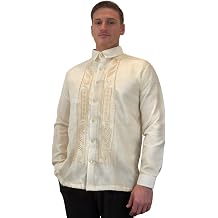 Handmade Barong Tagalog for Men - Ivory White Organza with Pina Style, Two-Tone Embroidery, Long Sleeve Formal Shirt US Size