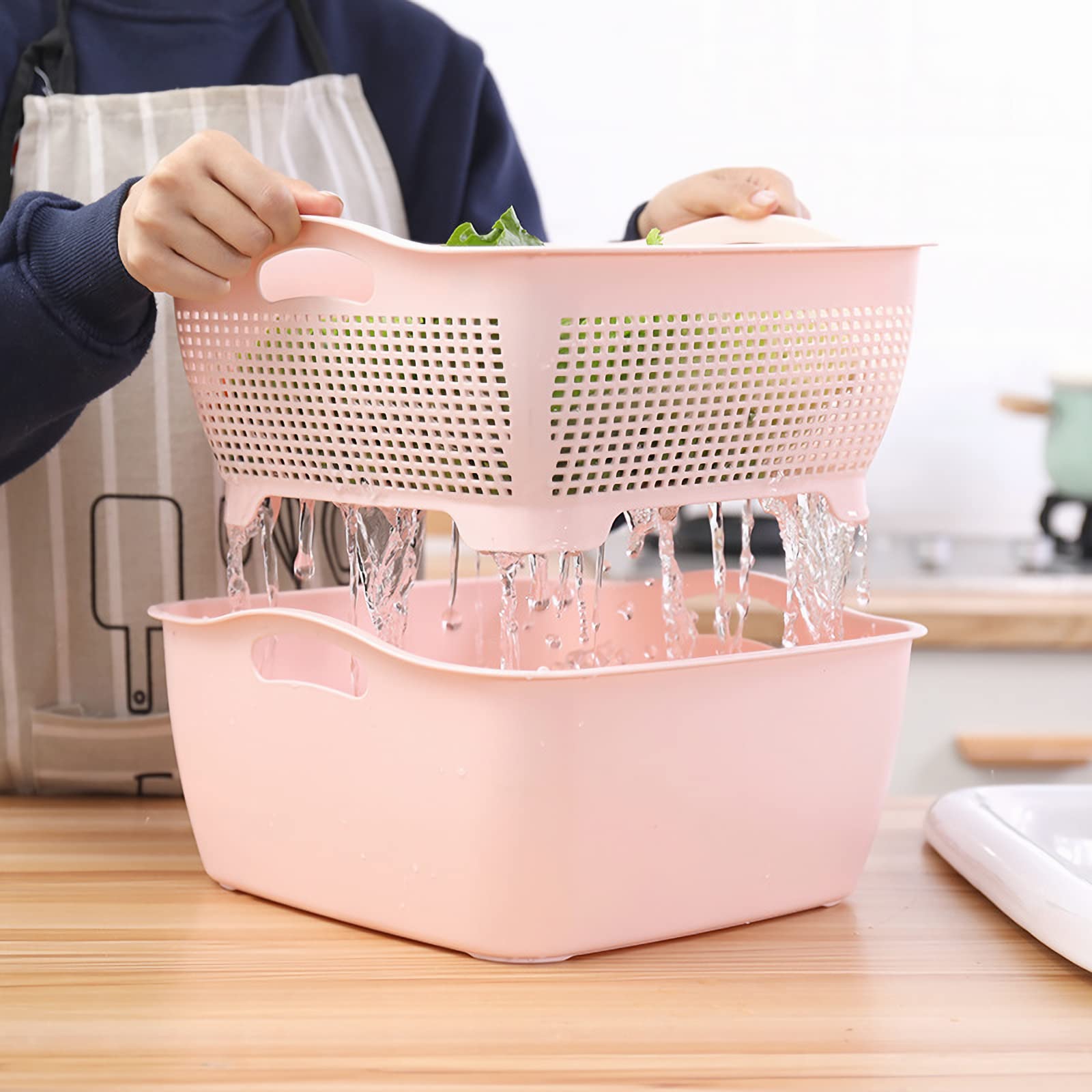 Kosz do mycia kuchenny odpływ sitko - wielofunkcyjny plastikowy durszlak, duże sitko kuchenne, kosz na sitko 29,5 cm