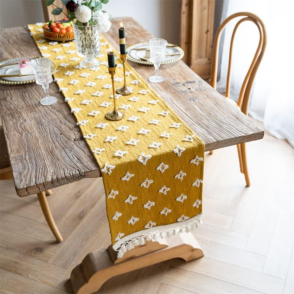 Cross Tassel Rectangular Table Cloth Dining Table Side Shoes Cabinet Cover Towel Decorative Table Flag(30 * 140cm)