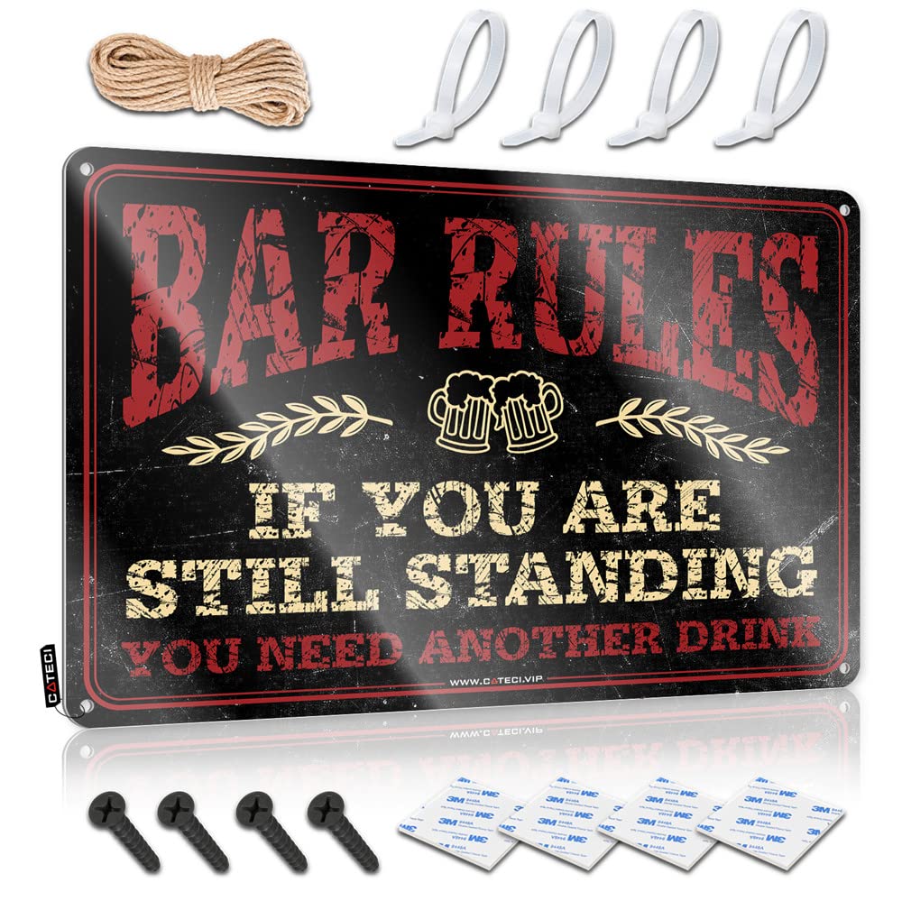 HELIOFORGE Tin Signs Bar Rules Sign Beer Signs For Bar Funny Kitchen Signs(30X40CM)
