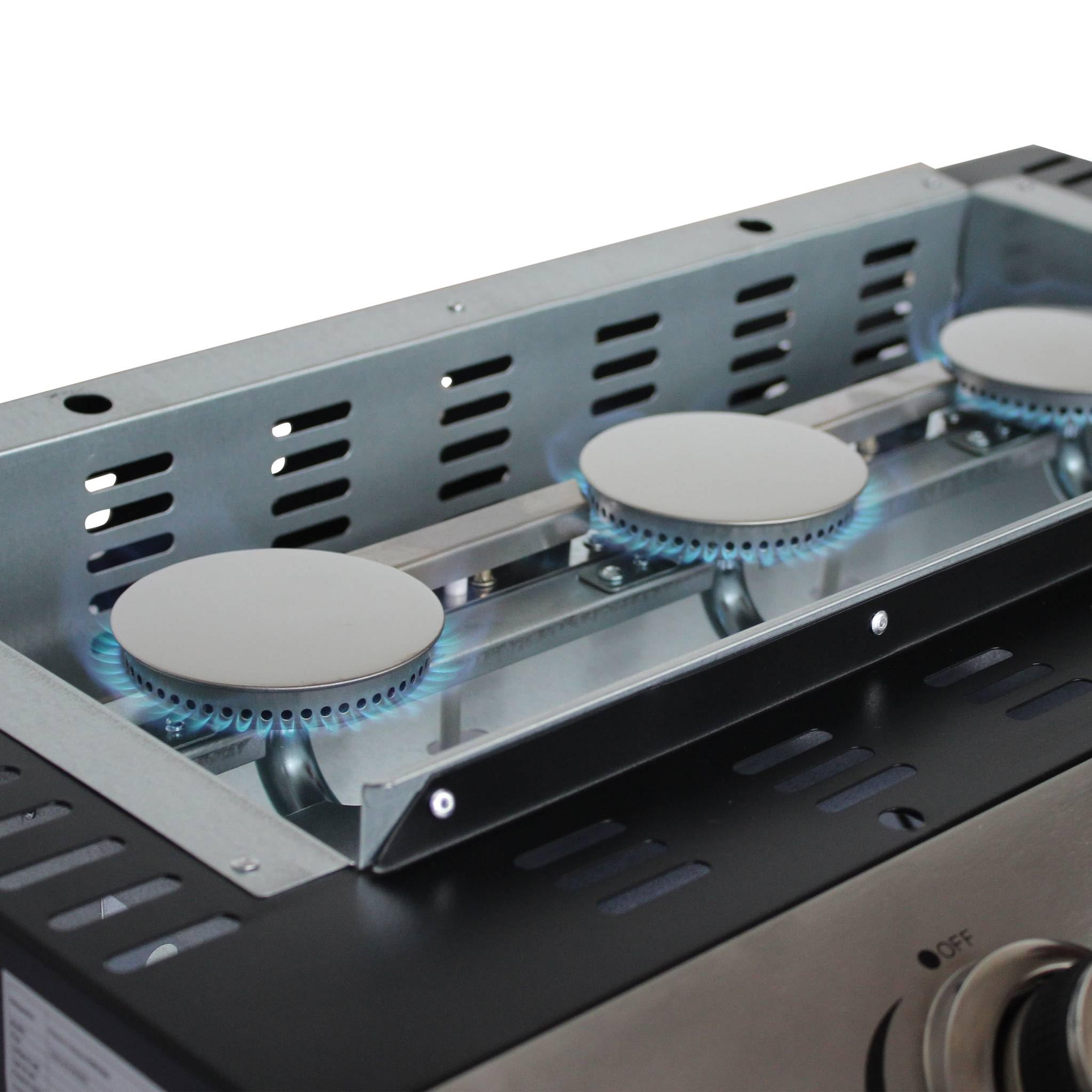 Alice's Garden Plancha au gaz 3 Feux Porthos 7.5 KW Barbecue Cuisine extérieure INOX