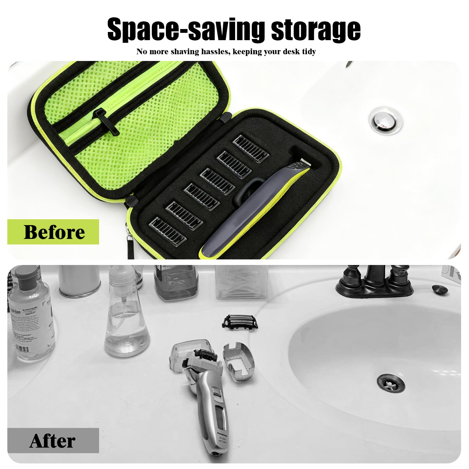 Porta Rasoio, Custodia Trimmer Portatile Custodia Rigida da Viaggio, Lama Robusta e Supporto Lame con Spugna, Impermeabile Borsa da Viaggio Rigida in EVA, Compatibile con Philips Oneblade