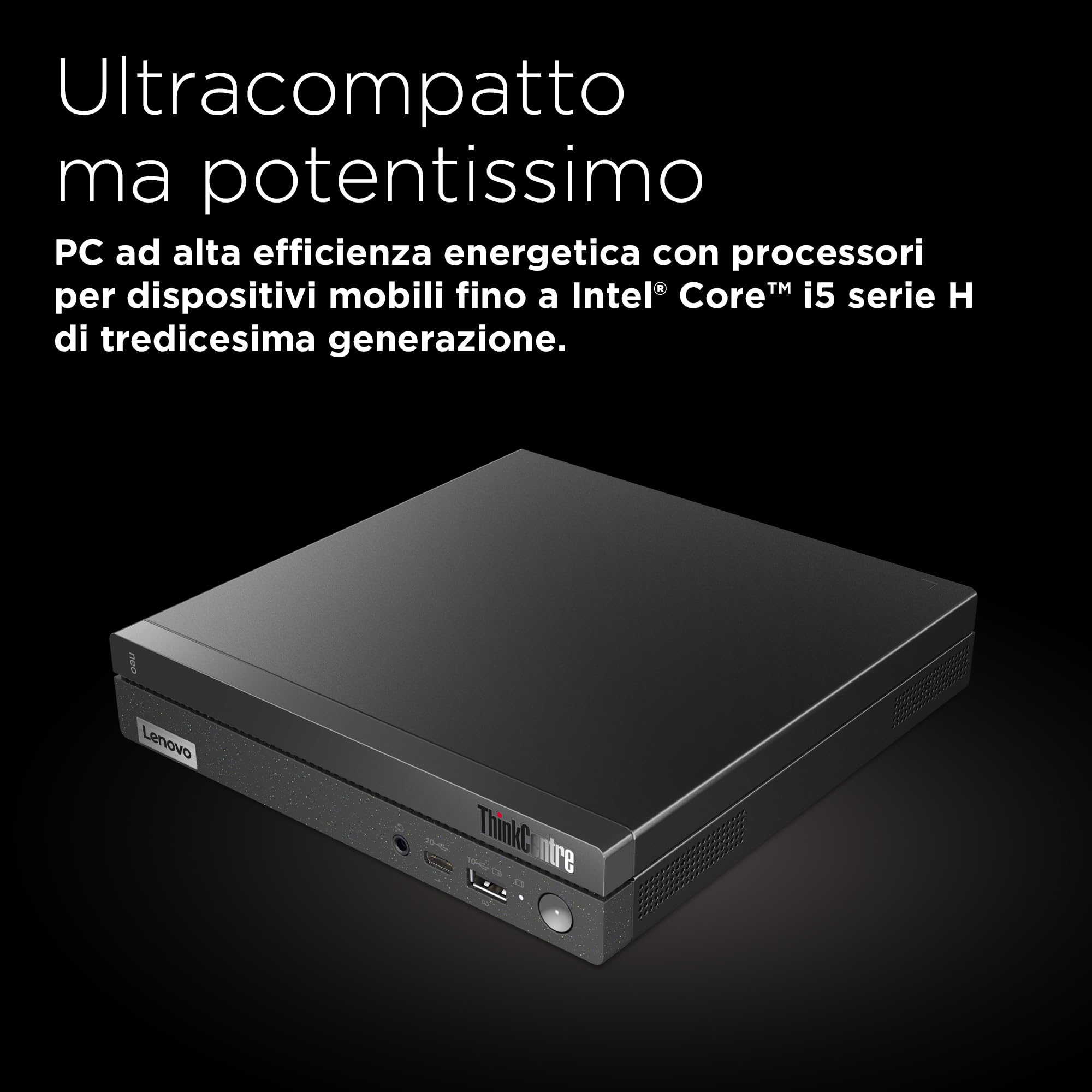 Lenovo - Mini PC Desktop ThinkCentre Neo 50q Gen 4, Pc Fisso Ufficio con Windows 11 Pro, Intel Core i5-13420H - Computer Compatto con RAM 8GB DDR4, 512GB SSD NVMe, Wi-Fi 6, Bluetooth 5.1, USB-C e HDMI