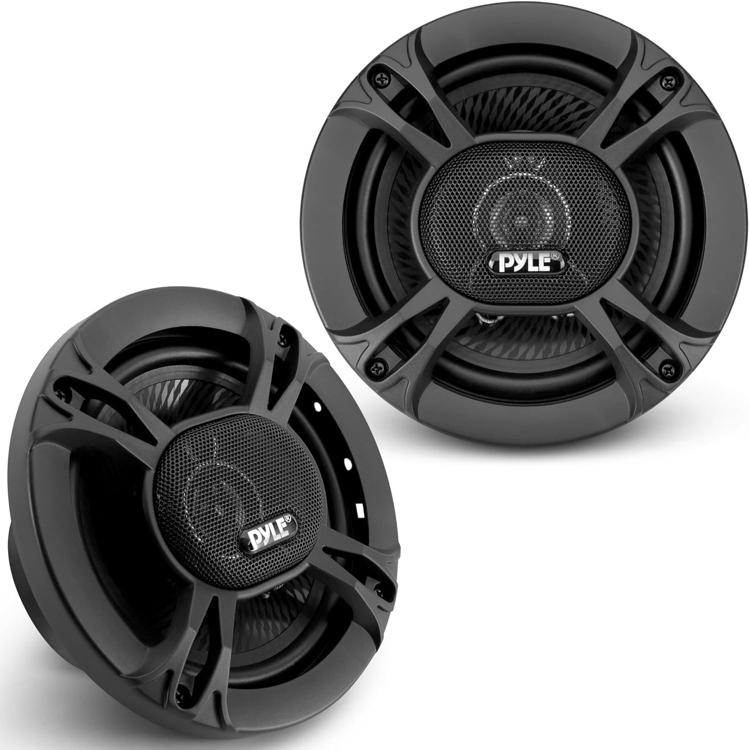 PYLE Haut-Parleurs Voiture 6,5 Pouces 3 Voies 300W (Paire) – Triaxial 150W RMS 4 Ohms, Tweeter Piezo 3/4", Remplacement OEM Universel