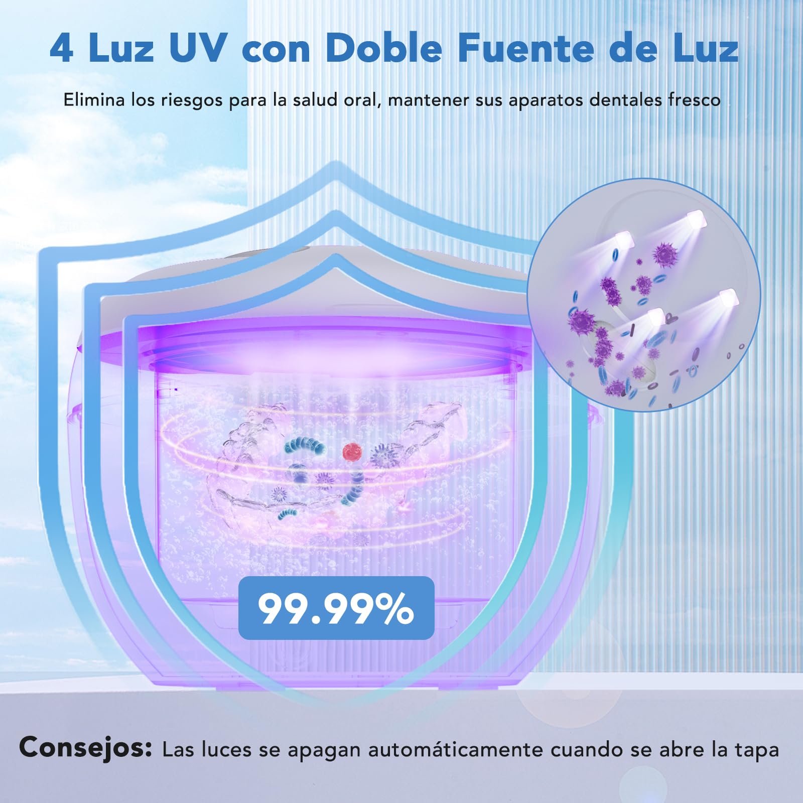 Accwork Limpiador Ultrasónico, 45 kHz Ultrasonic Cleaner, 4 modos de Limpieza, Acero Inoxidable 304, 200 ml Ultrasonidos Limpieza Dental para Aparato De, Retainer, Aligner, Blanco